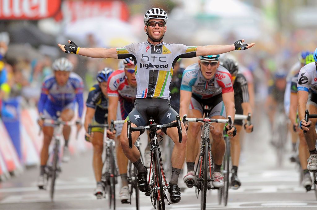 Cycling : 98th Tour de France 2011 / Stage 11
Arrival / CAVENDISH Mark (GBR) Celebration Joie Vreugde / GREIPEL Andre (GER)/ FARRAR Tyler (USA)/
Blaye-Les-Mines - Lavaur (167,5Km)/
Ronde van Frankrijk / TDF / Etape Rit /(c) Tim De Waele