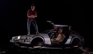 Back to the Future Part II Marty and Doc flying in the DeLorean