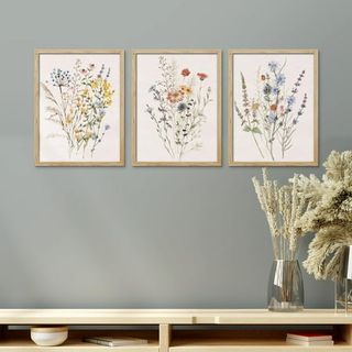 - Set of 3 Watercolor Nature Wilderness Floral Botanical Vintage 