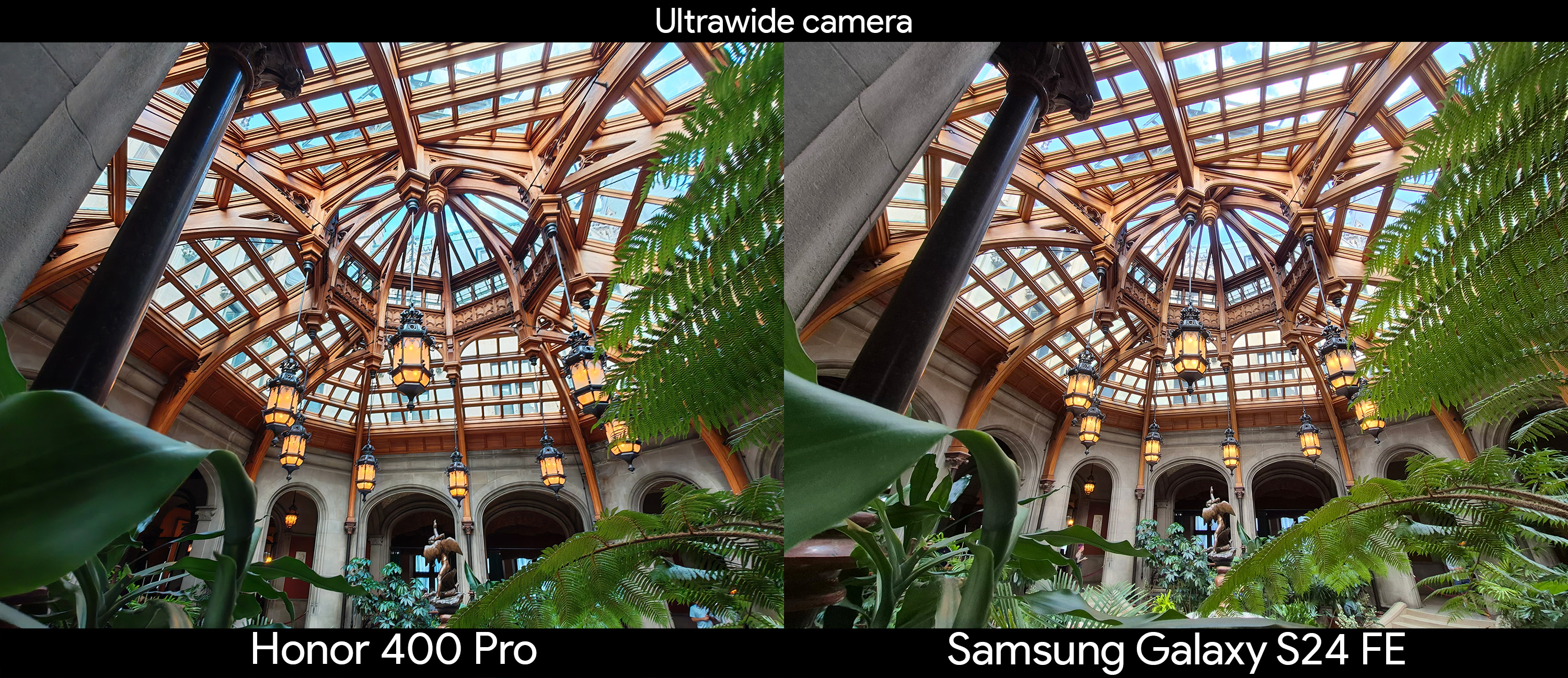 Comparing ultrawide camera samples between the Honor 400 Pro and the Samsung Galaxy S24 FE