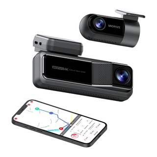 Miofive Dual Dash Cam on a white background