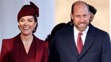 Catherine, Princess of Wales and Prince William attend the Ceremonial Welcome, at Horse Guards Parade, for the The Amir of the State of Qatar