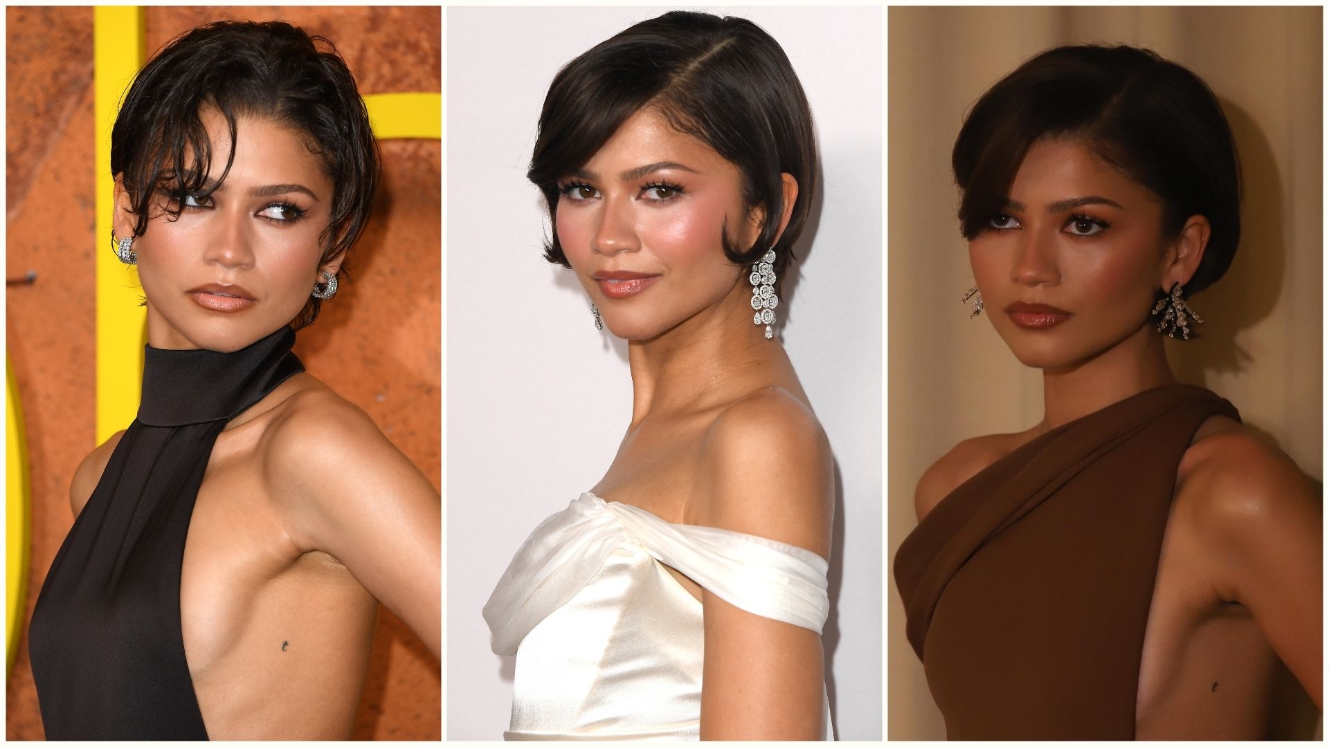 Three photos of Zendaya
