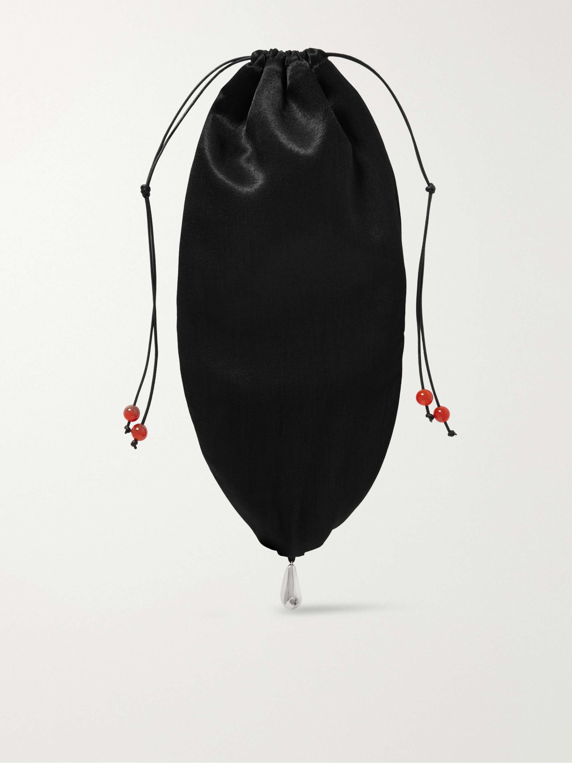 Teardrop Embellished Satin Drawstring Pouch