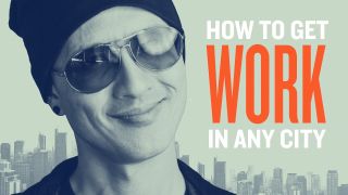Smiling man wearing shades next to the words: How to get work in any city
