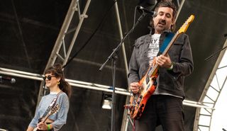 Erica Dunn (left) and Gareth Liddiard of Tropical Fuck Storm perform at the Wide Awake Festival at Brockwell Park on May 28, 2022 in London