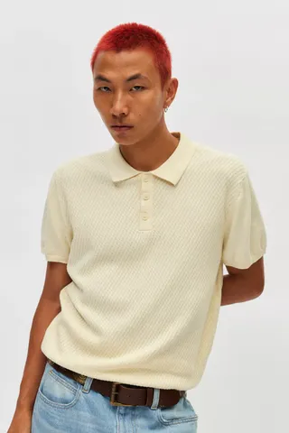 Schott , Cotton Basketweave Polo Shirt