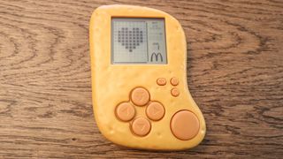 A picture of the boot up animation on the Chicken McNugget Tetris console