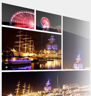 Range of views of harbourside at night