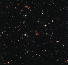 Galaxies as far as the eye can see, at least from Hubble's perspective. 