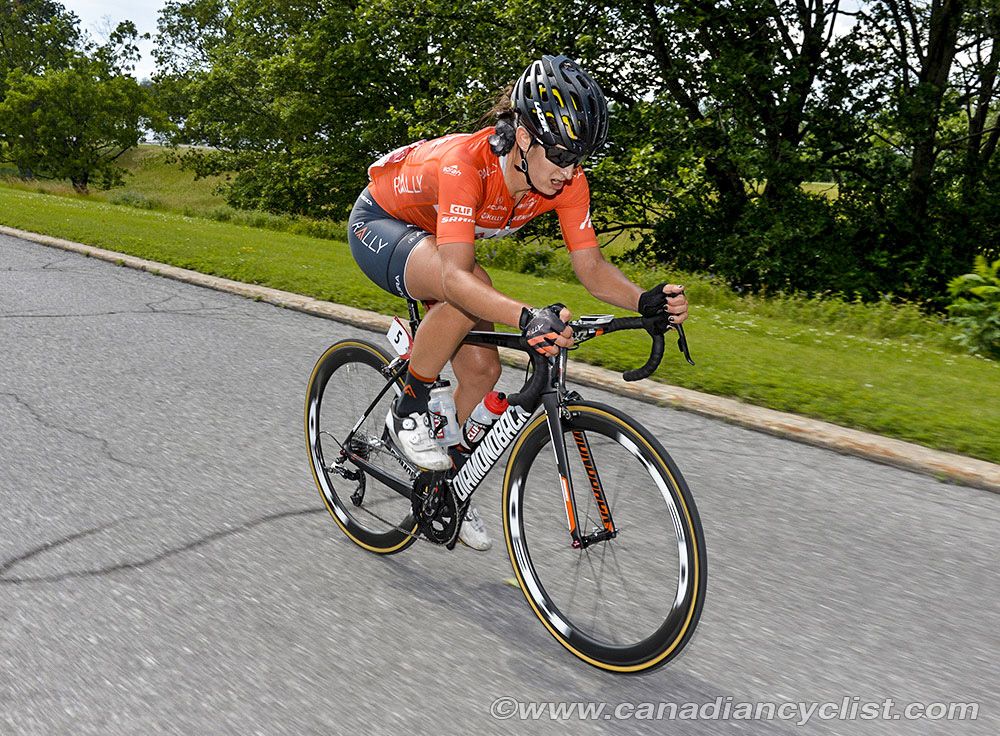 Sara Bergen (Rally Cycling) attacked in the final lap and a half