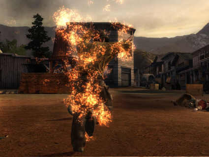 Those darn pyrotechnics, they never work right... In Call of Juarez, players can choose between two characters - 19-year-old Billy who is on the run from law, and Ray, an infamous gunfighter who's hot on Billy's trail. Or you can combine both characters a