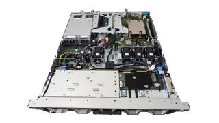 A photograph of the interior of the Dell EMC PowerEdge R350