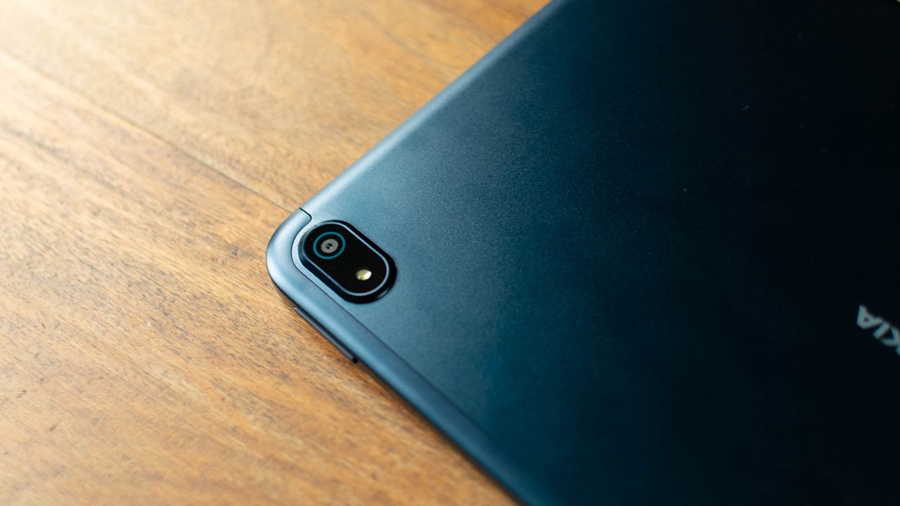 A closeup of the Nokia T20's rear camera