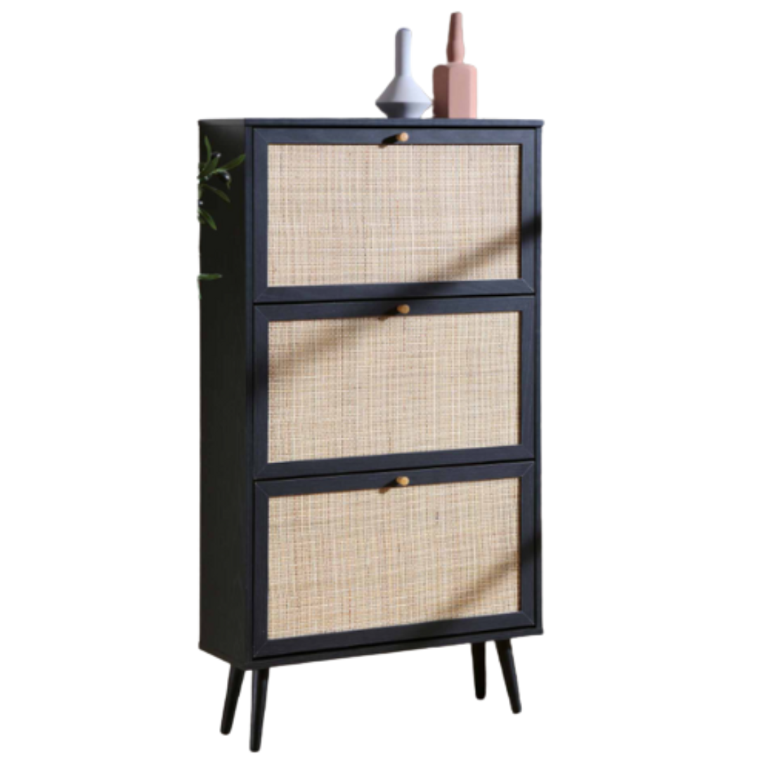 daals, Frances Rattan 3 Tier Shoe Storage Cabinet