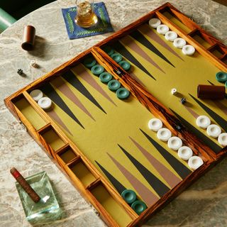 Bone Club Zebrano Wood and Leather Backgammon Set