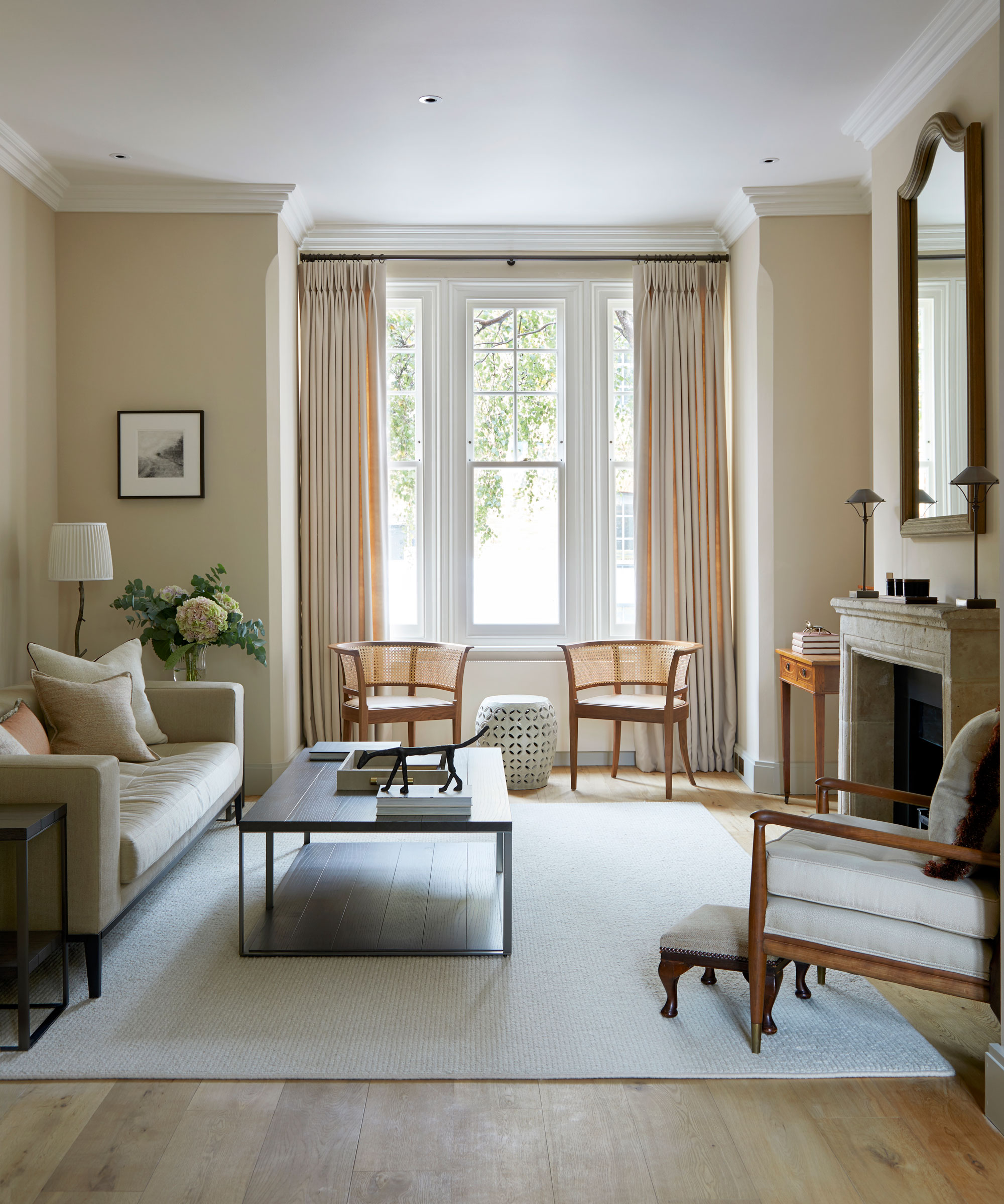 A London townhouse with a calming palette and interesting textures ...