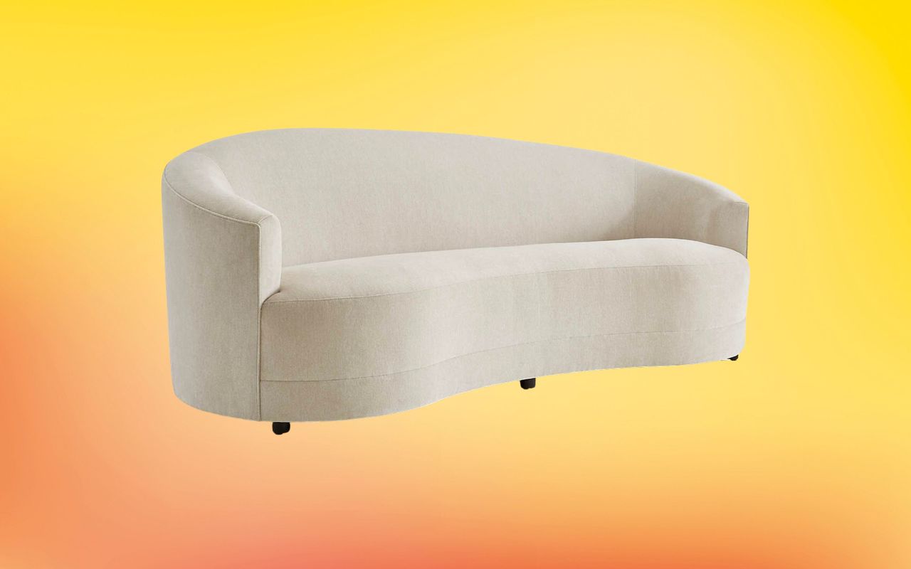 A small curved sofa