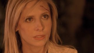 Buffy crying with a head wound in the series finale "Chosen".