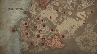 Diablo 4 kehjistan dungeon locations map