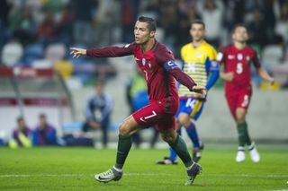 Cristiano Ronaldo celebrates after scoring for Portugal against Andorra in October 2016.