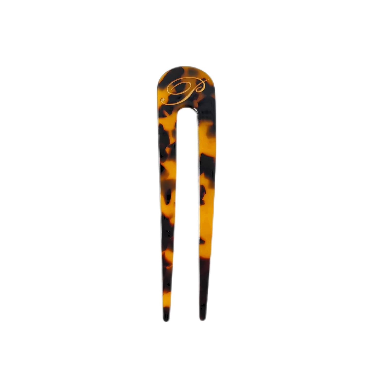 Rpzl Premium Acetate Tortoise Monogram Initial Big Hair Accessory | Hair Pin for Thick and Thin Hair | Stylish Hair Pin for Women and Girls Decorative Hair Pin, Tortoise Shell Pattern, Gold Letter (p)