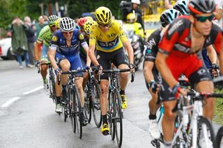 Richie Porte attacks Chris Froome on the final climb.