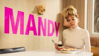 Mandy (Diane Morgan) sitting at the breakfast table in the Mandy season 3 key art
