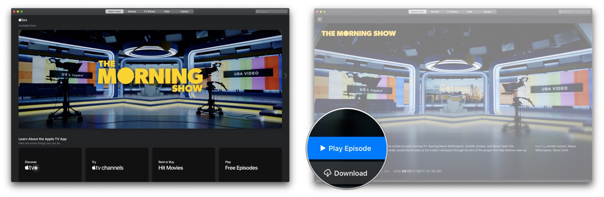 Click on a show, click Play