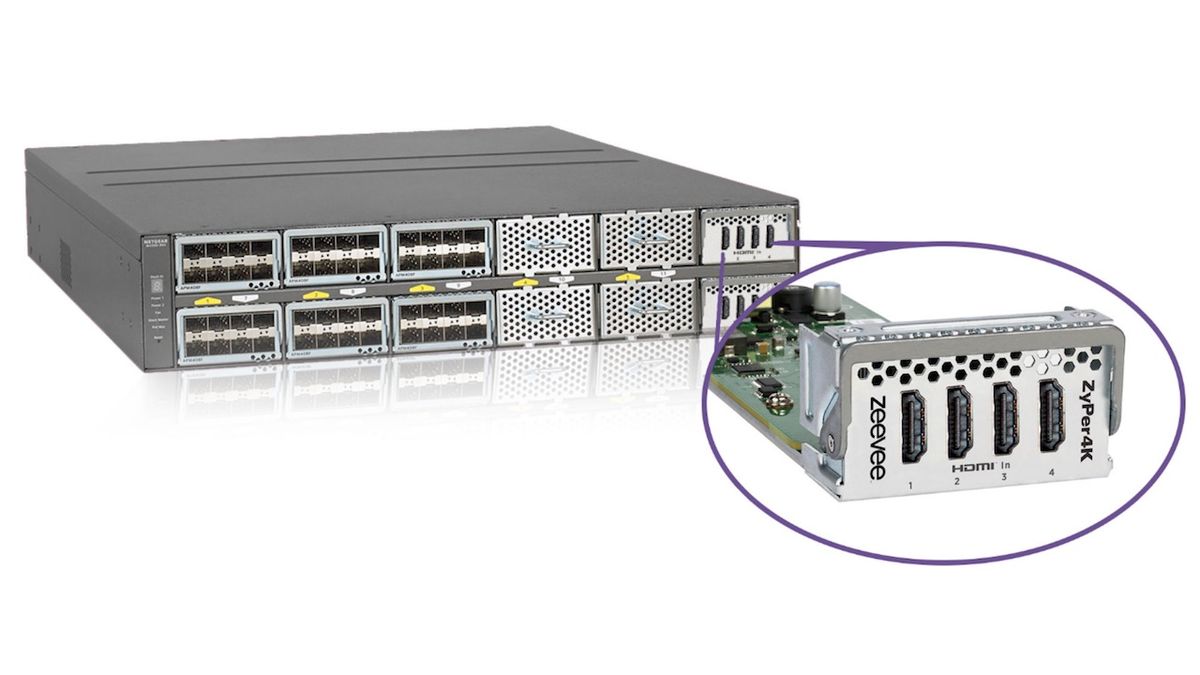 Utilizing ZeeVee ZyPer4K technology in conjunction with the 96-port NETGEAR 10G M4300-96X Modular Managed Ethernet switch, the new ZeeVee module benefits integrators and end users by enabling increased options for customization, reducing cost, lowering power consumption, and simplifying installation and deployment of large IP-based video networks.