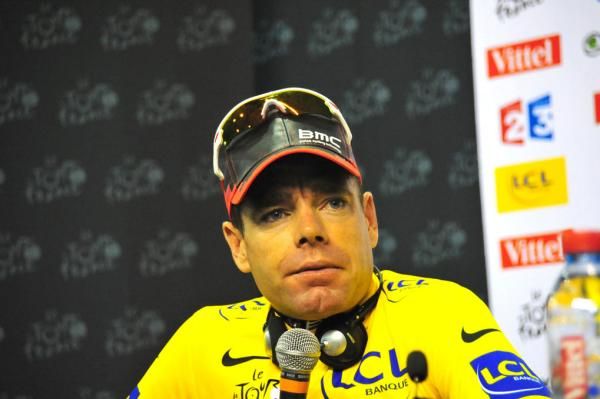 Cadel Evans (BMC) in yellow in Grenoble.