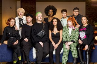 Glow Up: Britain's Next Make Up Star series 3 contestants posing for a group shot in the studio