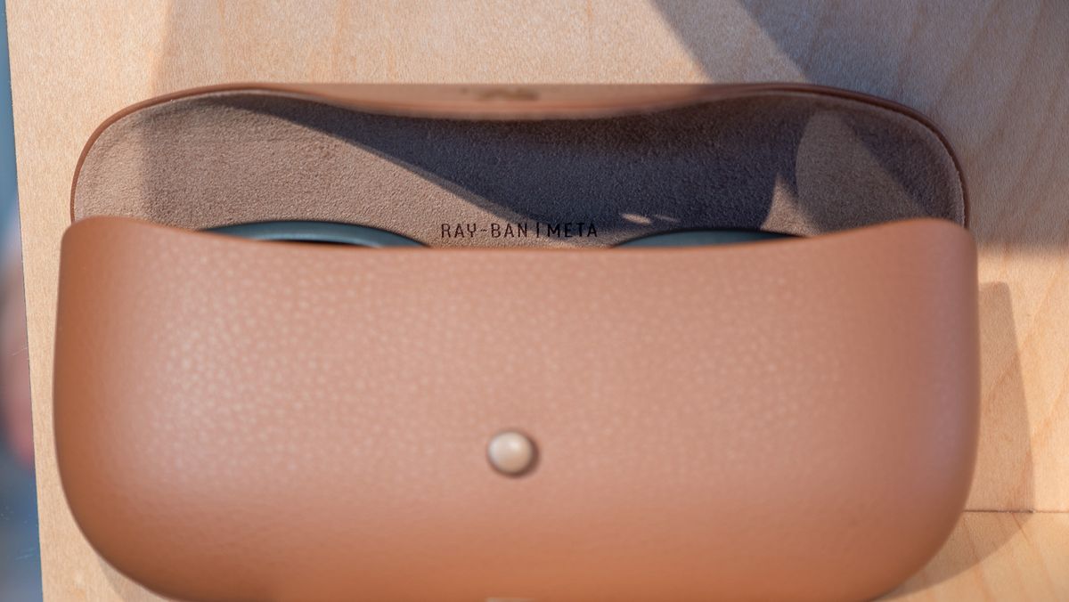 The new tan leather charging case for Ray-Ban Meta smart glasses