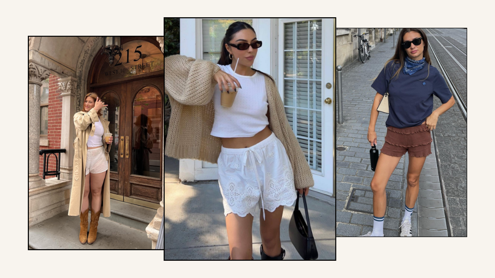 Three influencers @mobinapeiman @annelauremais @raeannlangas wearing bloomer shorts 