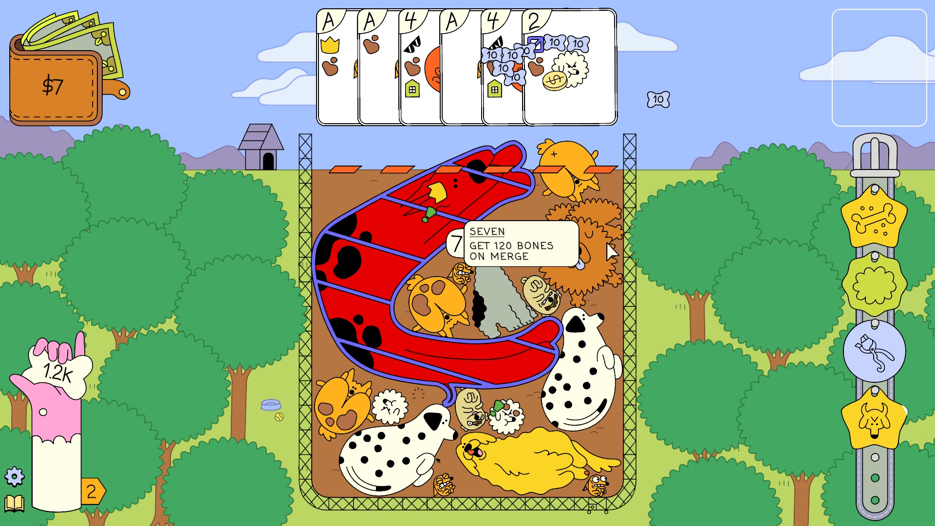 Playing a round of Dogpile, with an overflowing pit.