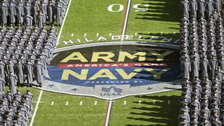 Army Corp of Cadets on the field at Army vs Navy game