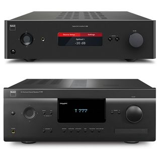 The C 388 integrated amplifier can be upgraded with BluOS via an MDC module; the T 777 AV amp supports BluOS out of the box