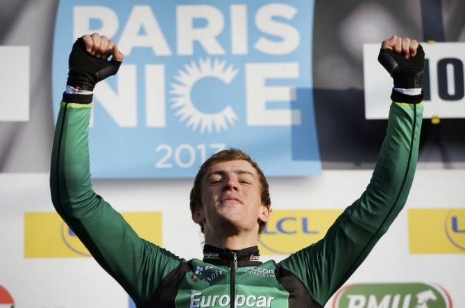 Damien Gaudin (Europcar) celebrates his first major road victory