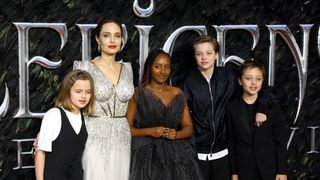 london, england october 09 l r vivienne marcheline jolie pitt, angelina jolie, zahara marley jolie pitt, shiloh nouvel jolie pitt and knox jolie pitt attend the european premiere of maleficent mistress of evil at odeon imax waterloo on october 09, 2019 in london, england photo by tim p whitbygetty images