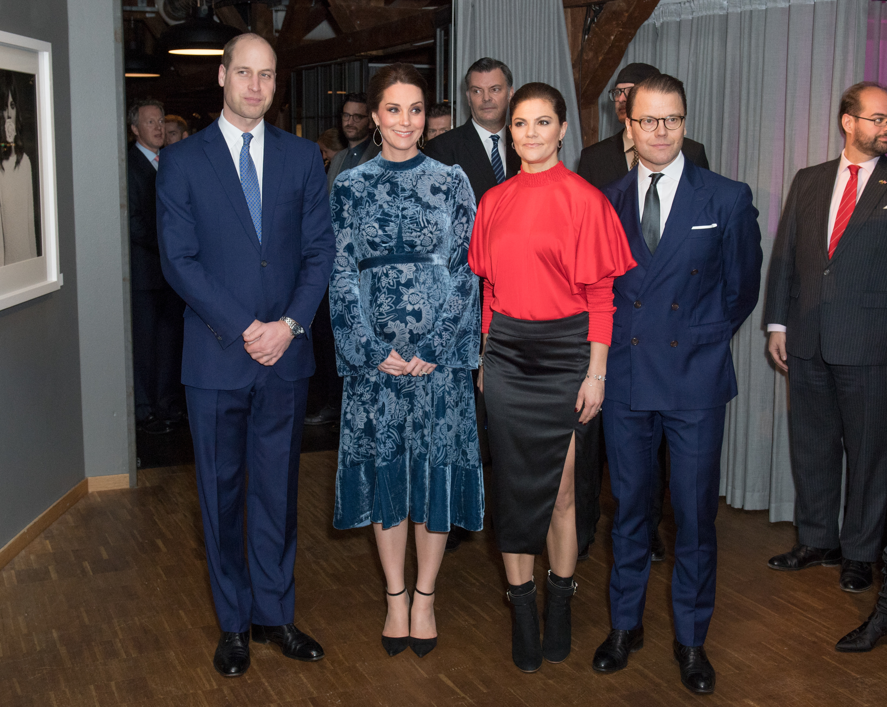 Kate Middleton and Prince William with Crown Princess Victoria of Sweden and Prince Daniel of Sweden in January 2018