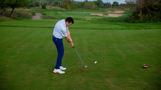 PGA pro Dan Grieve hitting a shank at Infinitum Golf Resort in Spain