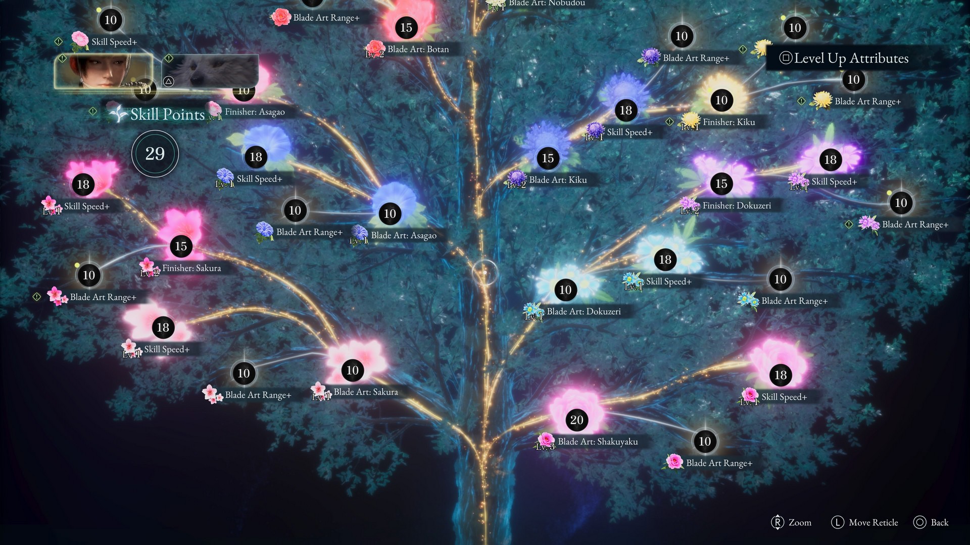 The skill tree in Beast of Reincarnation