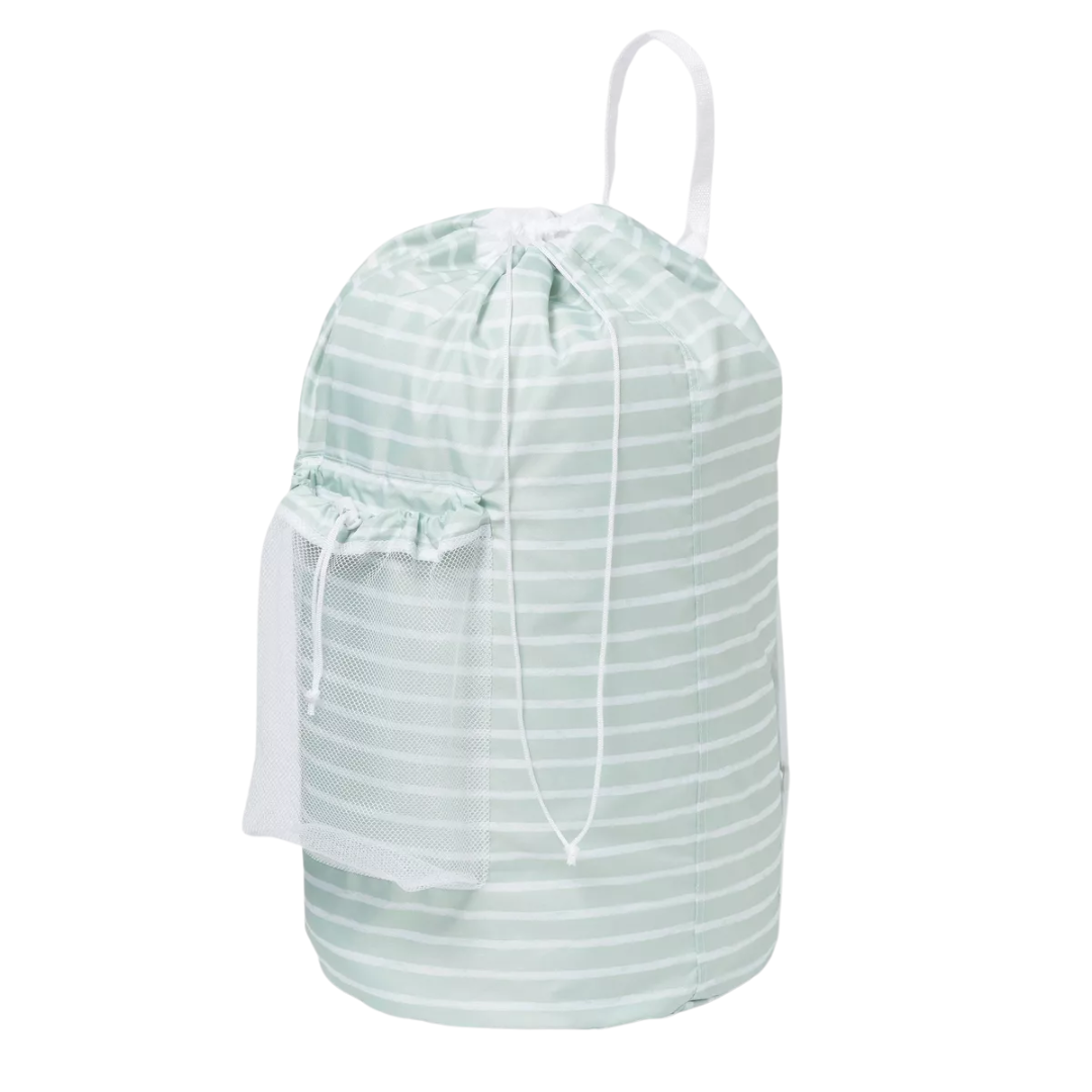 Backpack Laundry Bag Green - Brightroom™: 50l Capacity, Daydream Green, Stripe Pattern, Multipurpose, 1 Handle