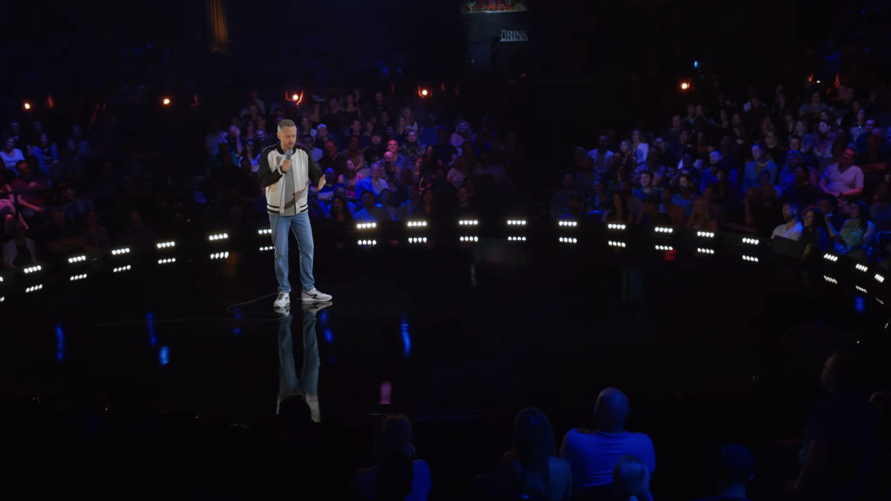 Nate Bargatze performing stand-up in Hello World