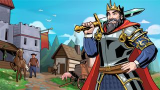 Super Fantasy Kingdom - A king stands in front of a castle