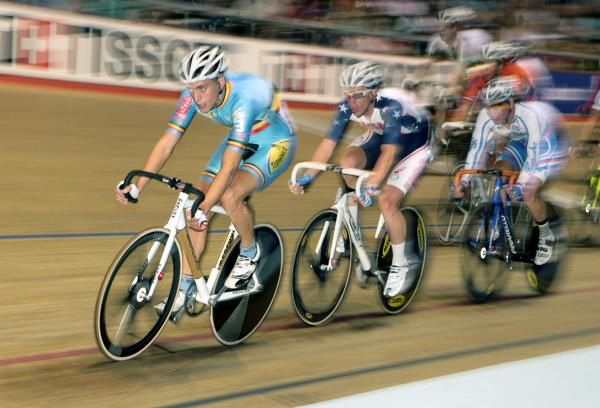 Tim Mertens (Belgium) leads the field in the men's Madison qualifier