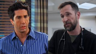 From L to R: David Schwimmer on Friends, Noah Wyle on The Pitt.