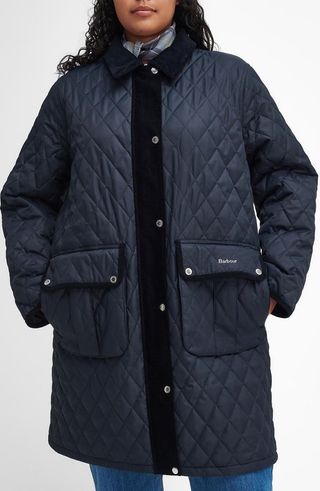 Tulip Corduroy Trim Quilted Coat