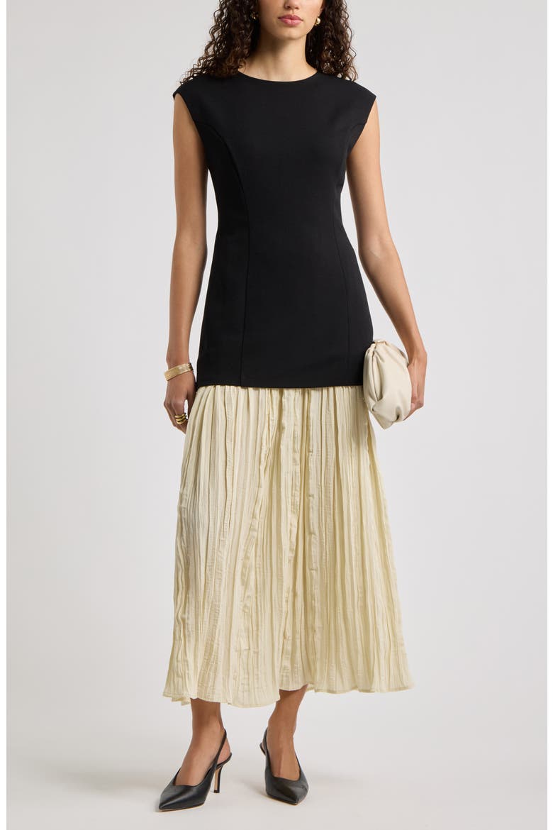 Mixed Media Pleated Dress