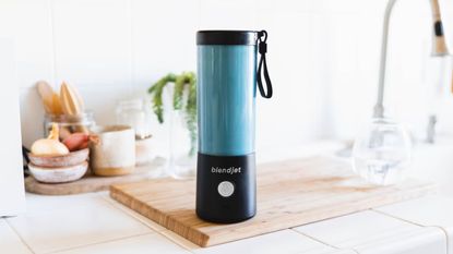 One of the options for best portable blender, BlendJet 2 in black on a countertop